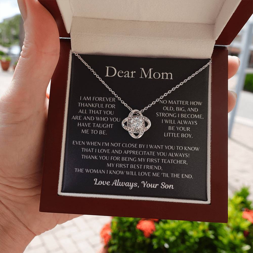 Dear Mom, I Love and Appreciate You Always! From Son - Love Knot Necklace