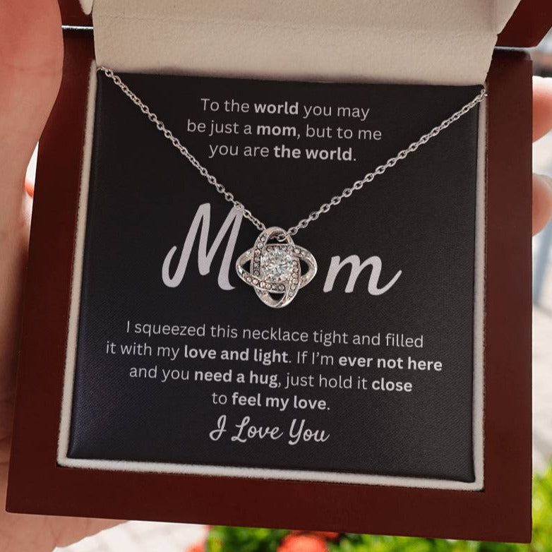 Mom - You Mean the World to Me - Love Knot Necklace