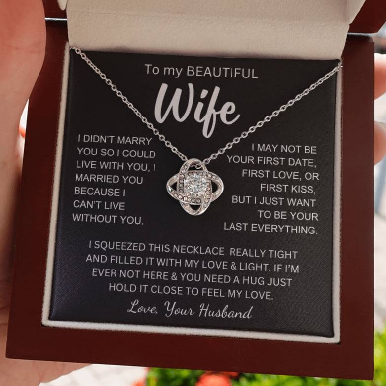 Wife - I Love You - Love Knot Necklace