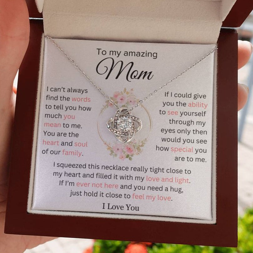 Mom - You Mean So Much to Me - Gift for Mother - Love Knot Necklace