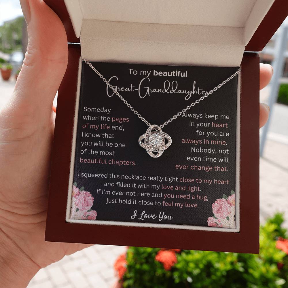 Great-Granddaughter - Most Beautiful Chapter - Love Knot Necklace - Dearly Loved Designs