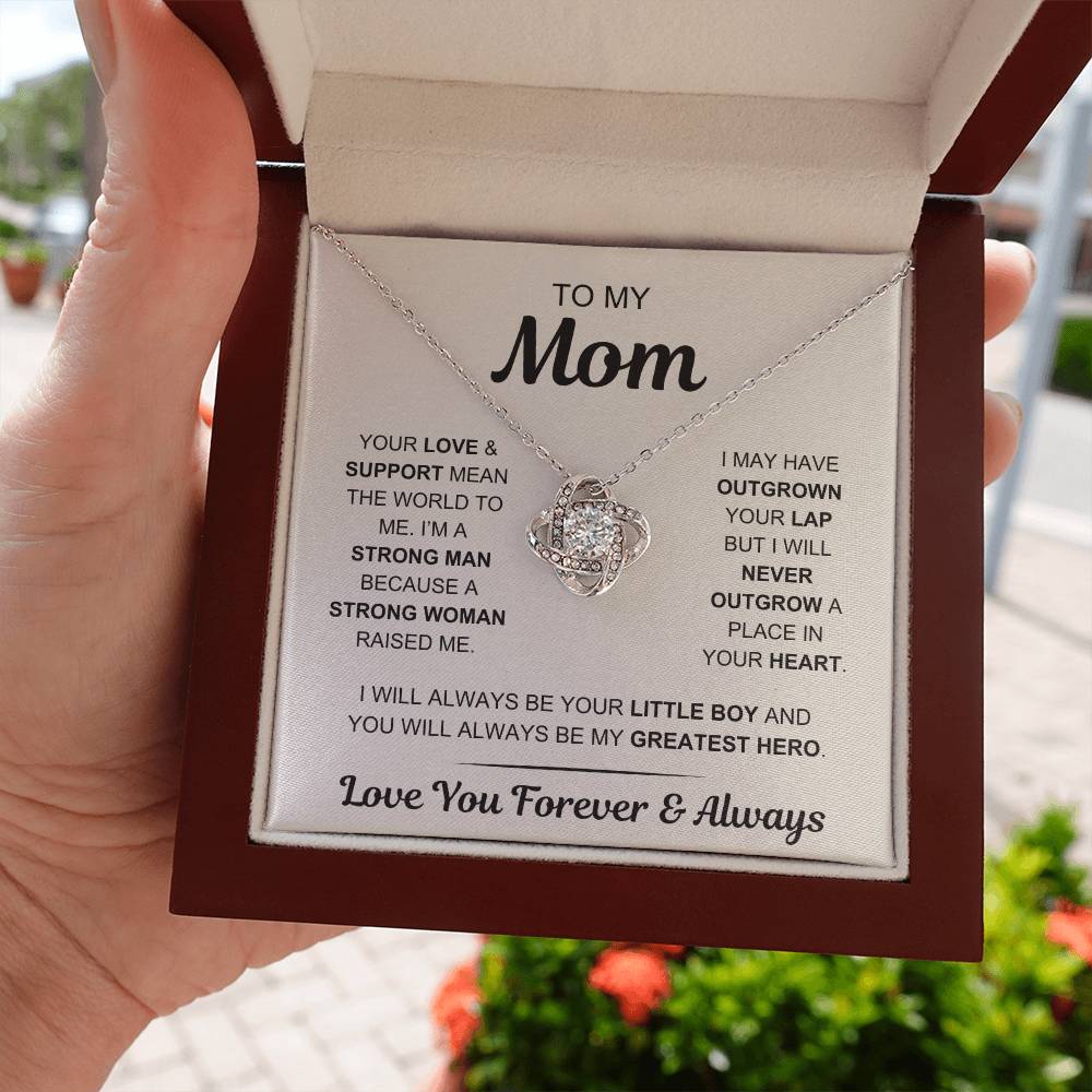 Mom- My Greatest Hero - From Son - Love Knot Necklace