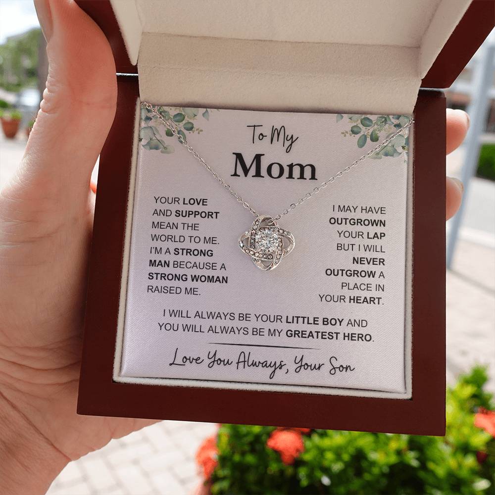 Mom - You Mean the World to Me - Love Knot Necklace - Gift to Mother From Son