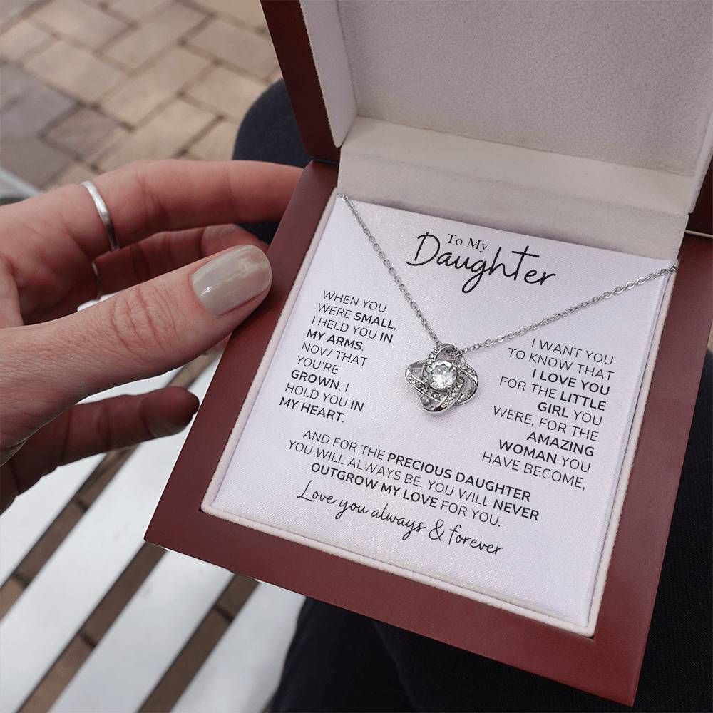 Daughter - You'll Never Outgrow My Love - Love Knot Necklace - Dearly Loved Designs