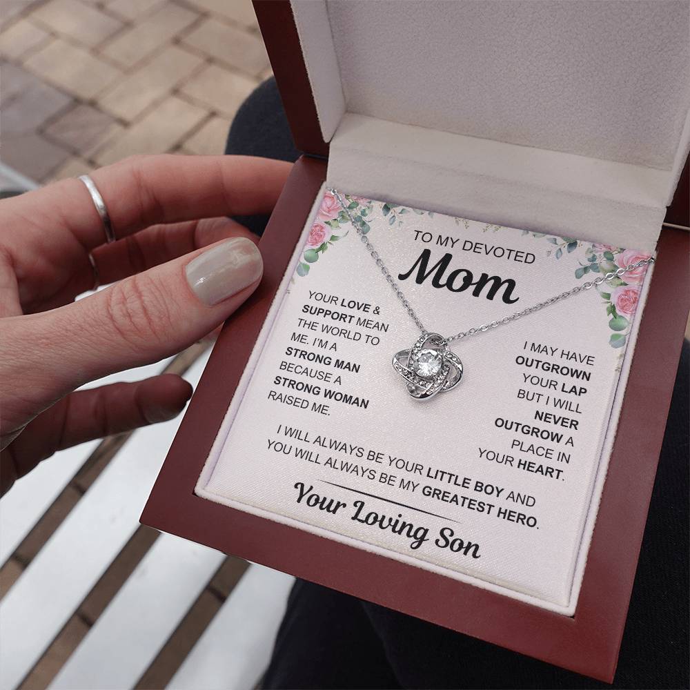 To My Devoted Mom, From Your Loving Son - Love Knot Necklace - Mother's Day Gift- Gift for Mom