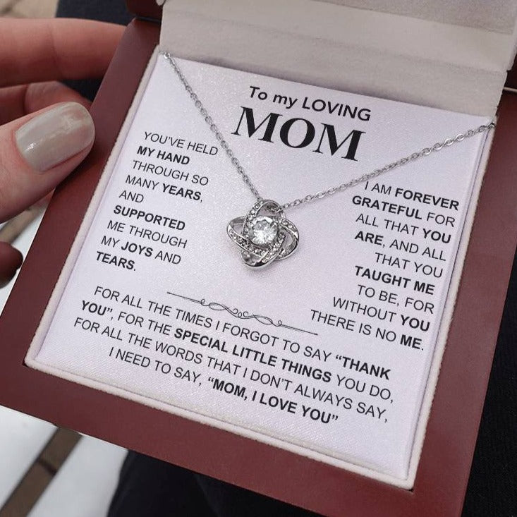 To my Loving Mom - Mom, I Love You - Gift for Mother - Mother's Day Gift - Love Knot Necklace