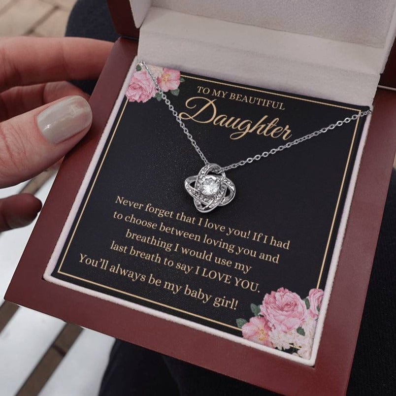 Daughter - Never Forget That I Love You - Love Knot Necklace - Dearly Loved Designs