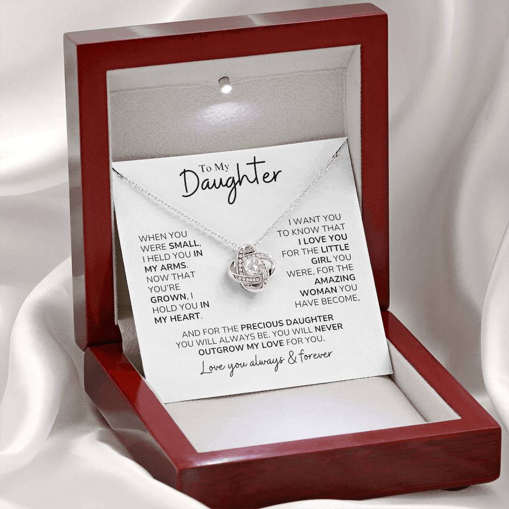 Daughter - You'll Never Outgrow My Love - Love Knot Necklace - Dearly Loved Designs