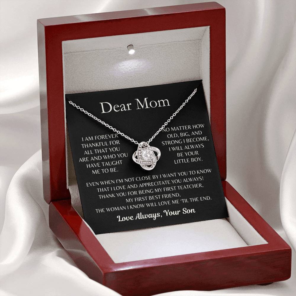 Dear Mom, I Love and Appreciate You Always! From Son - Love Knot Necklace