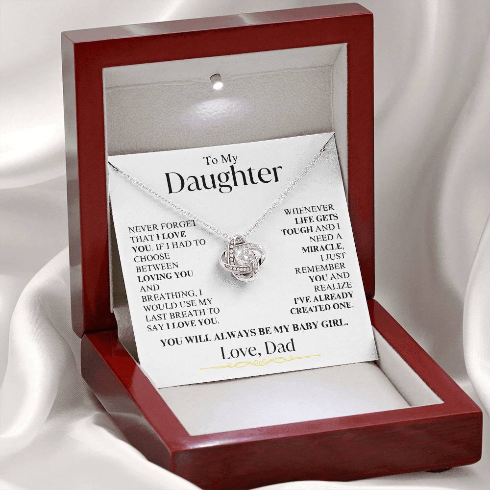 Daughter - Never Forget I Love You - Love, Dad - Love Knot Necklace