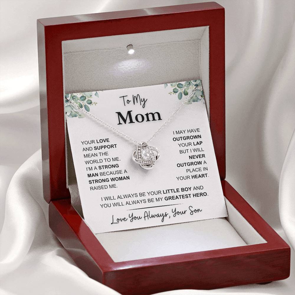 Mom - You Mean the World to Me - Love Knot Necklace - Gift to Mother From Son