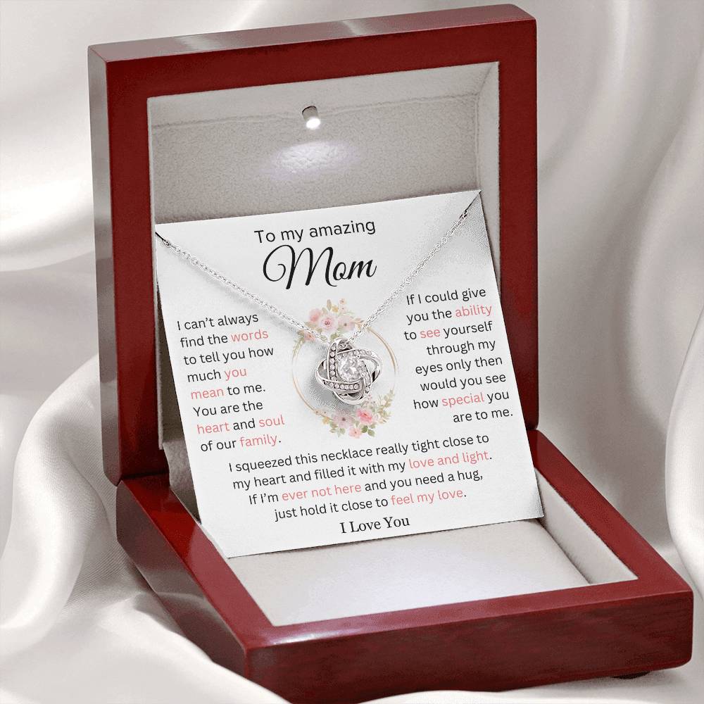 Mom - You Mean So Much to Me - Gift for Mother - Love Knot Necklace