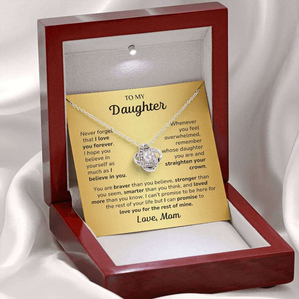 Daughter, Love Mom - You Are Loved More Than You Know - Love Knot Necklace - Dearly Loved Designs