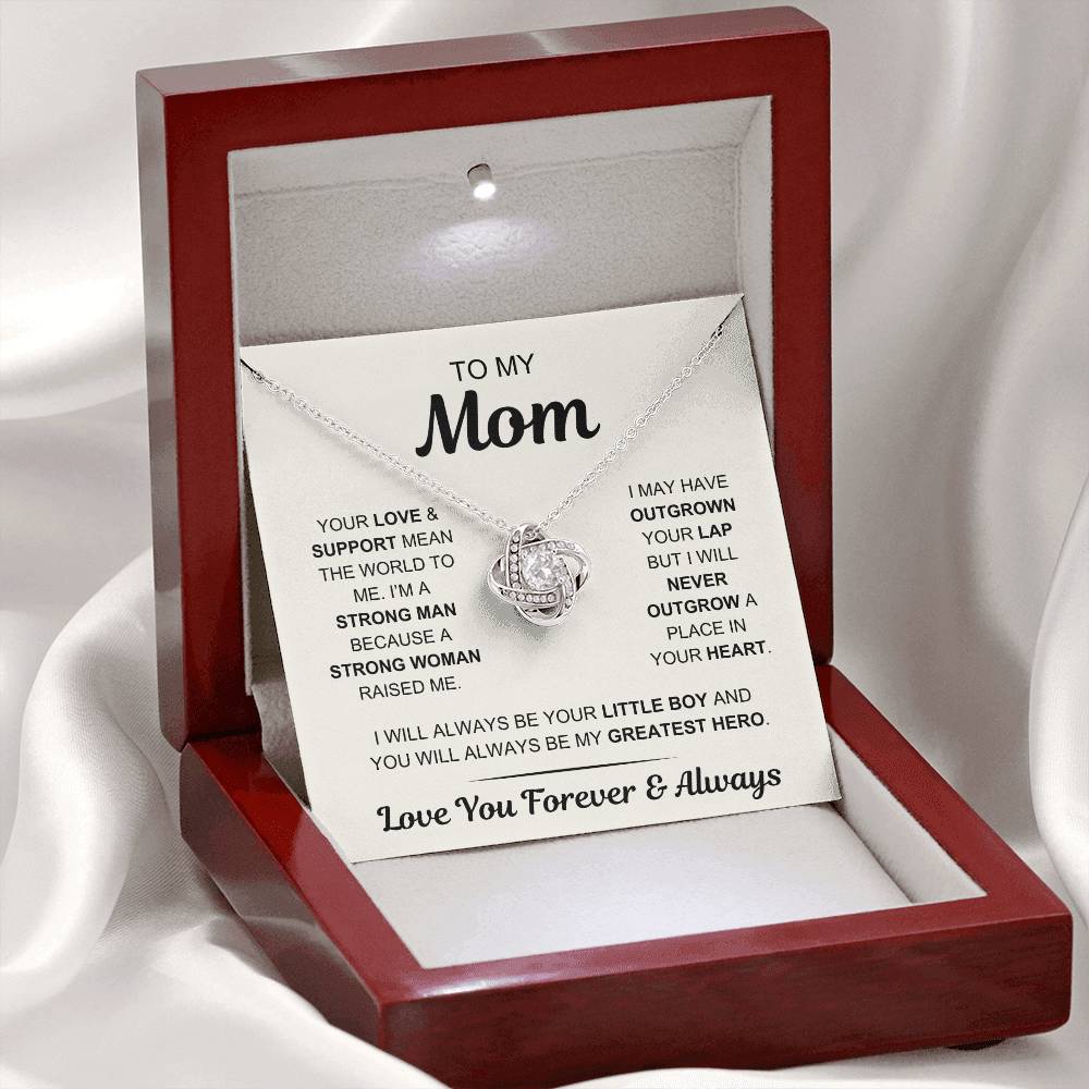 Mom- My Greatest Hero - From Son - Love Knot Necklace