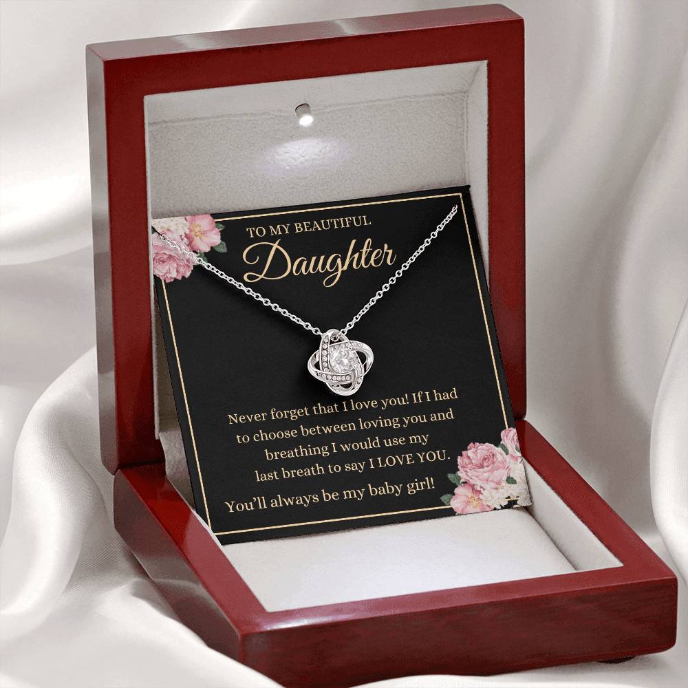 Daughter - Never Forget That I Love You - Love Knot Necklace - Dearly Loved Designs