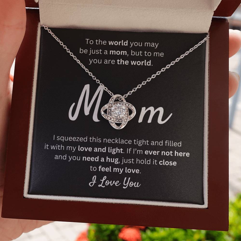 Mom - You Mean the World to Me - Love Knot Necklace