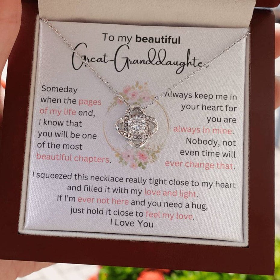 Great-Granddaughter - Most Beautiful Chapter - Love Knot Necklace - Dearly Loved Designs