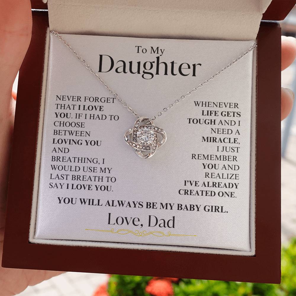 Daughter - Never Forget I Love You - Love, Dad - Love Knot Necklace