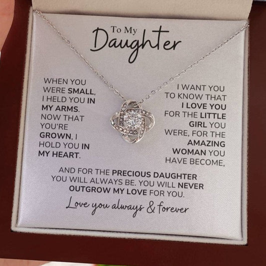 Daughter - You'll Never Outgrow My Love - Love Knot Necklace - Dearly Loved Designs