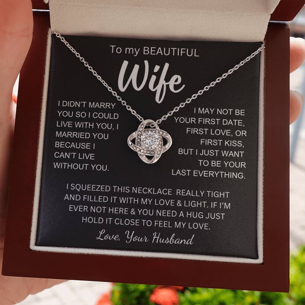 Wife - I Love You - Love Knot Necklace