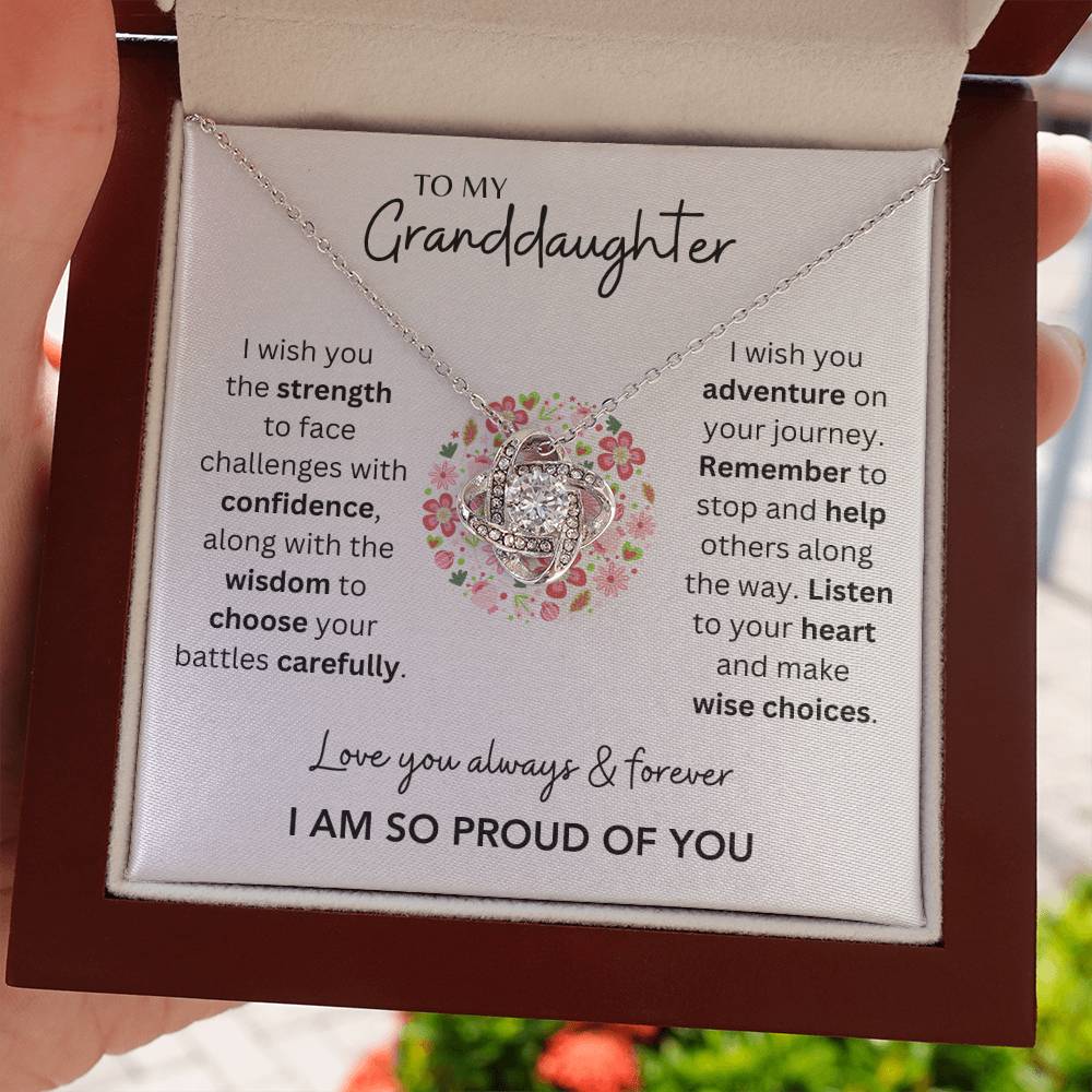 Granddaughter - I Am So Proud of You - Love Knot Necklace - Dearly Loved Designs