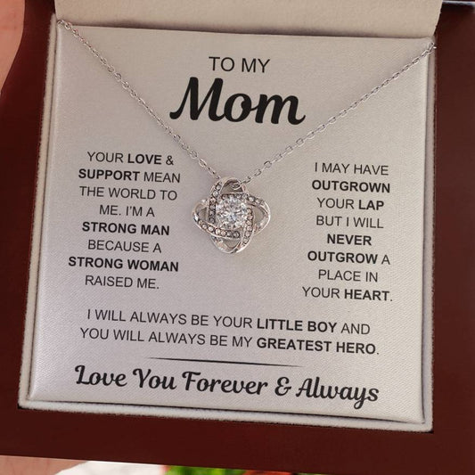 Mom- My Greatest Hero - From Son - Love Knot Necklace