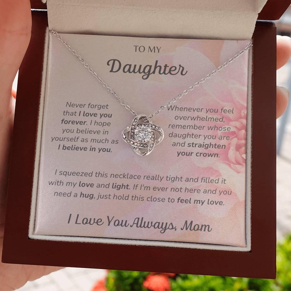 To Daughter, I Love You Always, Mom - Love Knot Necklace - Dearly Loved Designs