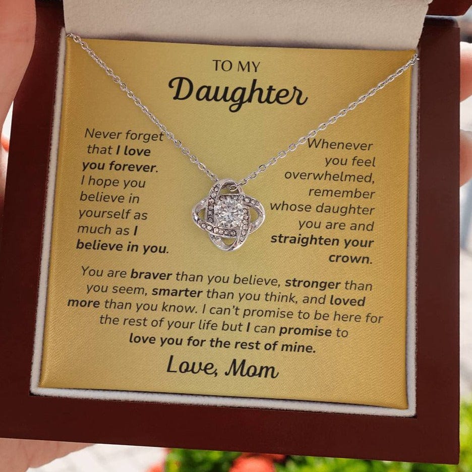 Daughter, Love Mom - You Are Loved More Than You Know - Love Knot Necklace - Dearly Loved Designs