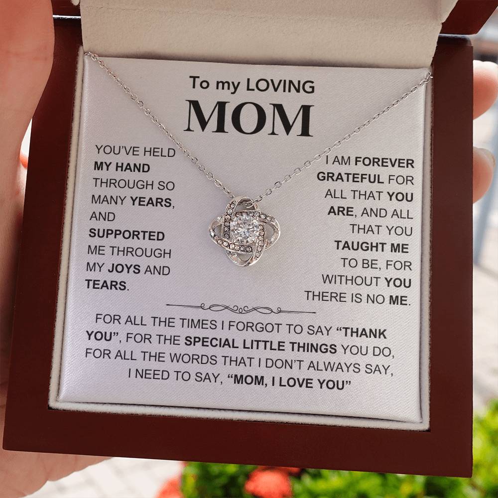 To my Loving Mom - Mom, I Love You - Gift for Mother - Mother's Day Gift - Love Knot Necklace