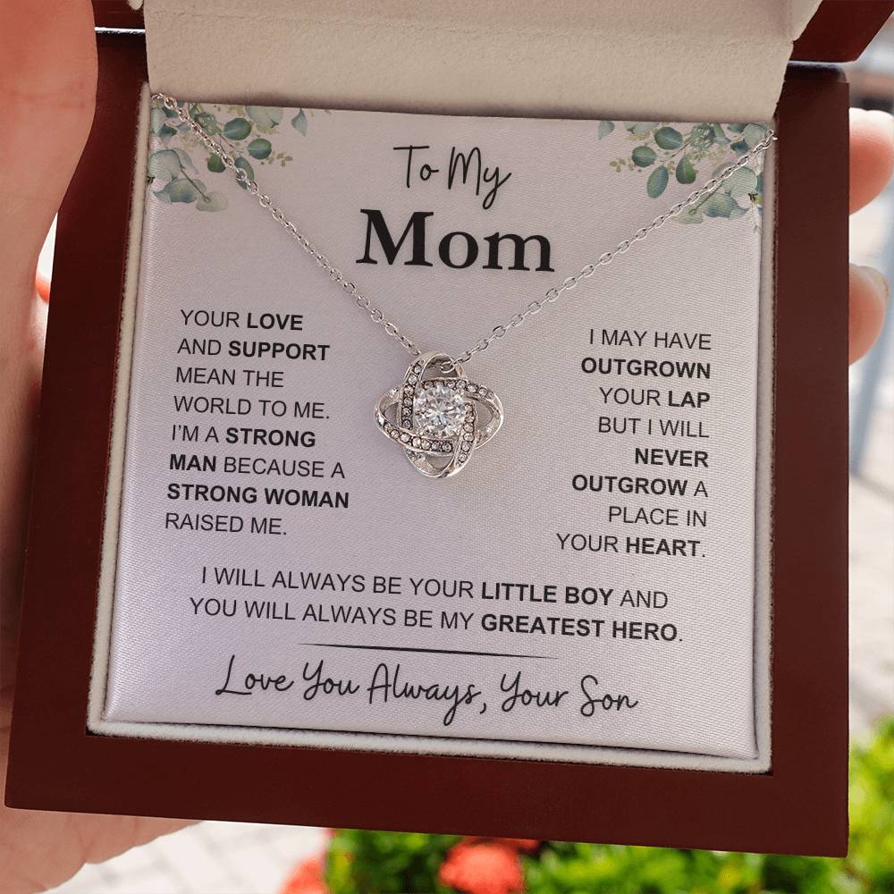 Mom - You Mean the World to Me - Love Knot Necklace - Gift to Mother From Son