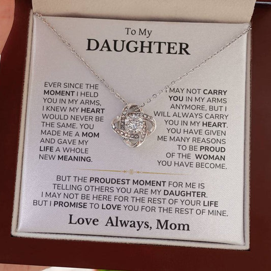 To My Daughter - You Are Always In My Heart - From Mom - Love Knot Necklace