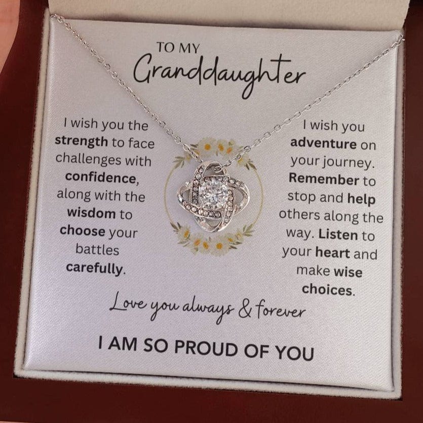 Granddaughter - You Make Me Proud - Love Knot Necklace - Dearly Loved Designs