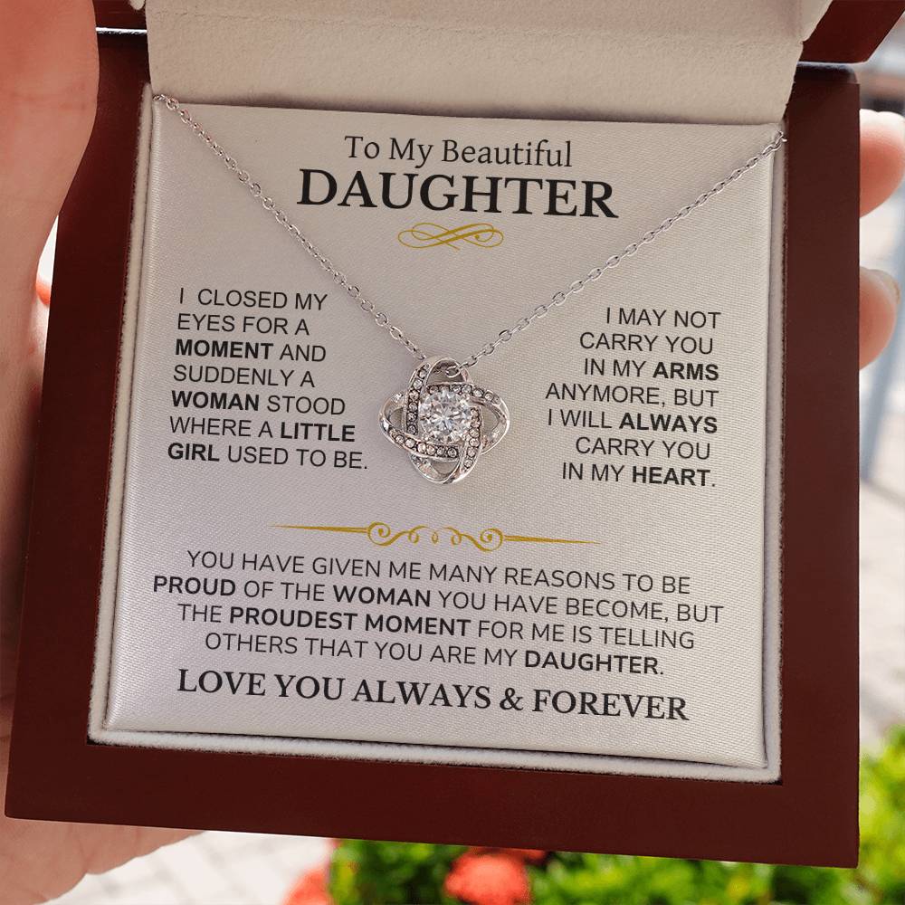 Daughter - I Am Proud of You - Love Knot Necklace