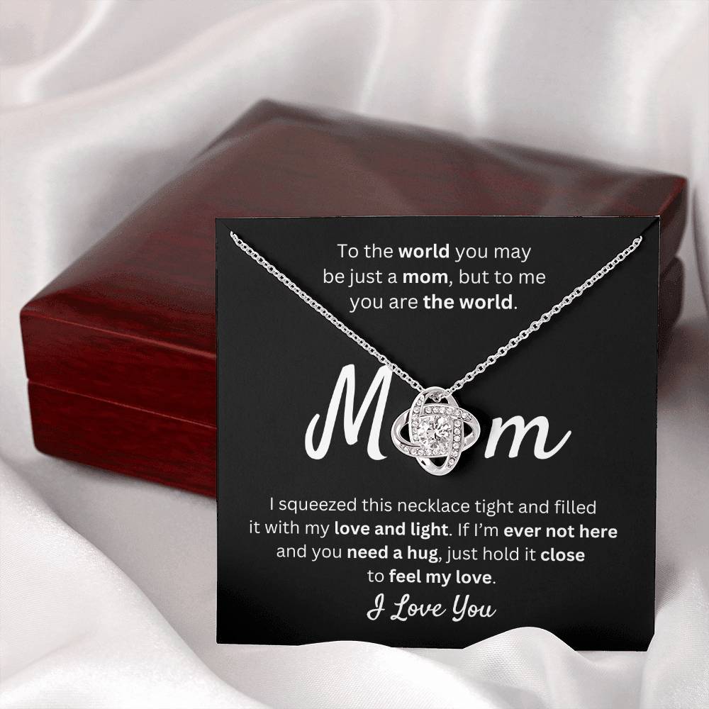 Mom - You Mean the World to Me - Love Knot Necklace