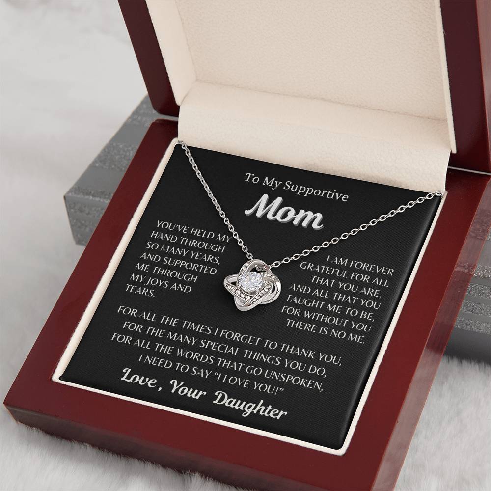 To My Supportive Mom - From Daughter - Love Knot Necklace