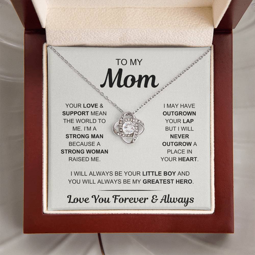 Mom- My Greatest Hero - From Son - Love Knot Necklace