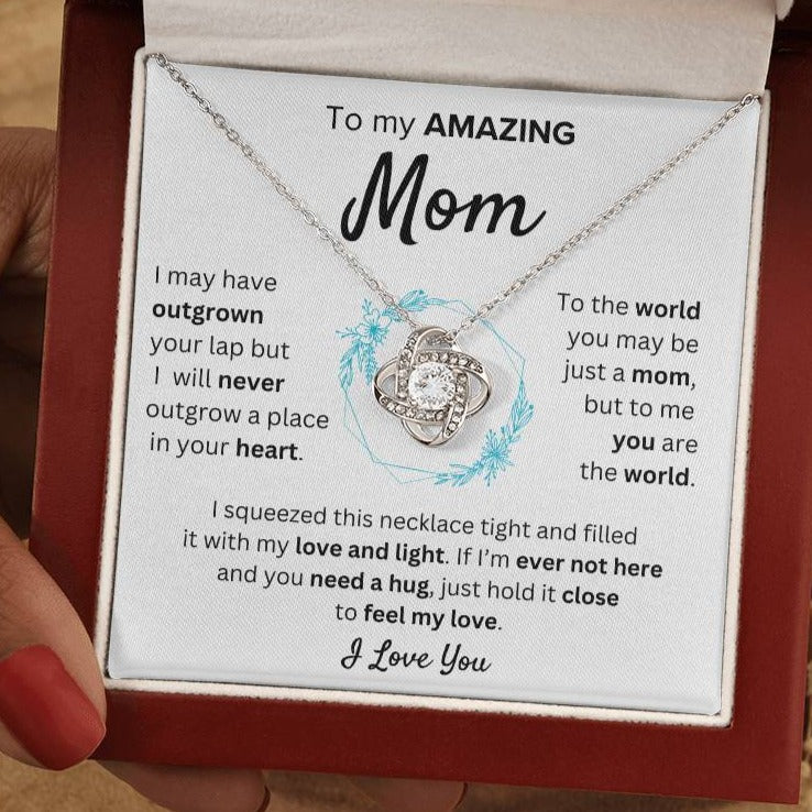 Mom - You Mean the World to Me - Love Knot Necklace