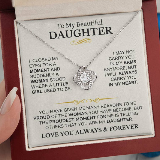 Daughter - I Am Proud of You - Love Knot Necklace