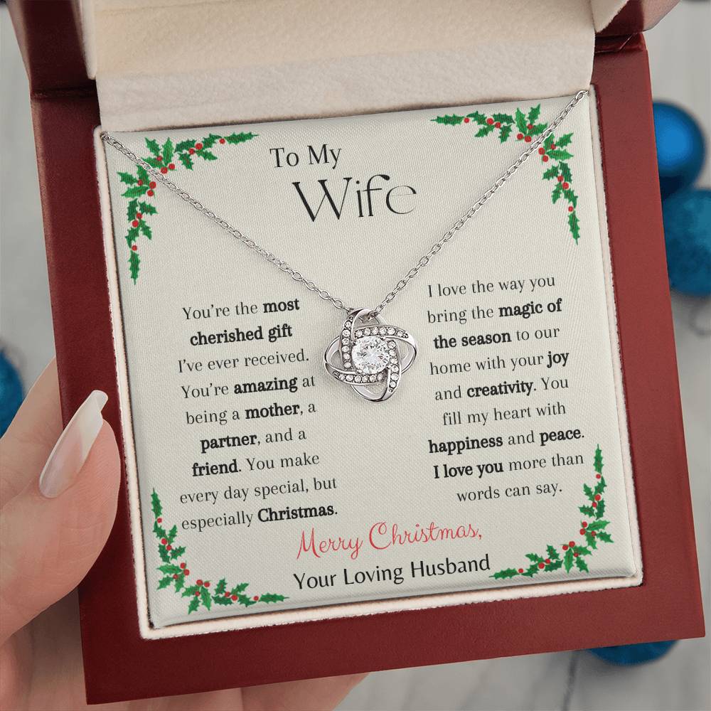 Merry Christmas, My Wife - Love Knot Necklace - Dearly Loved Designs