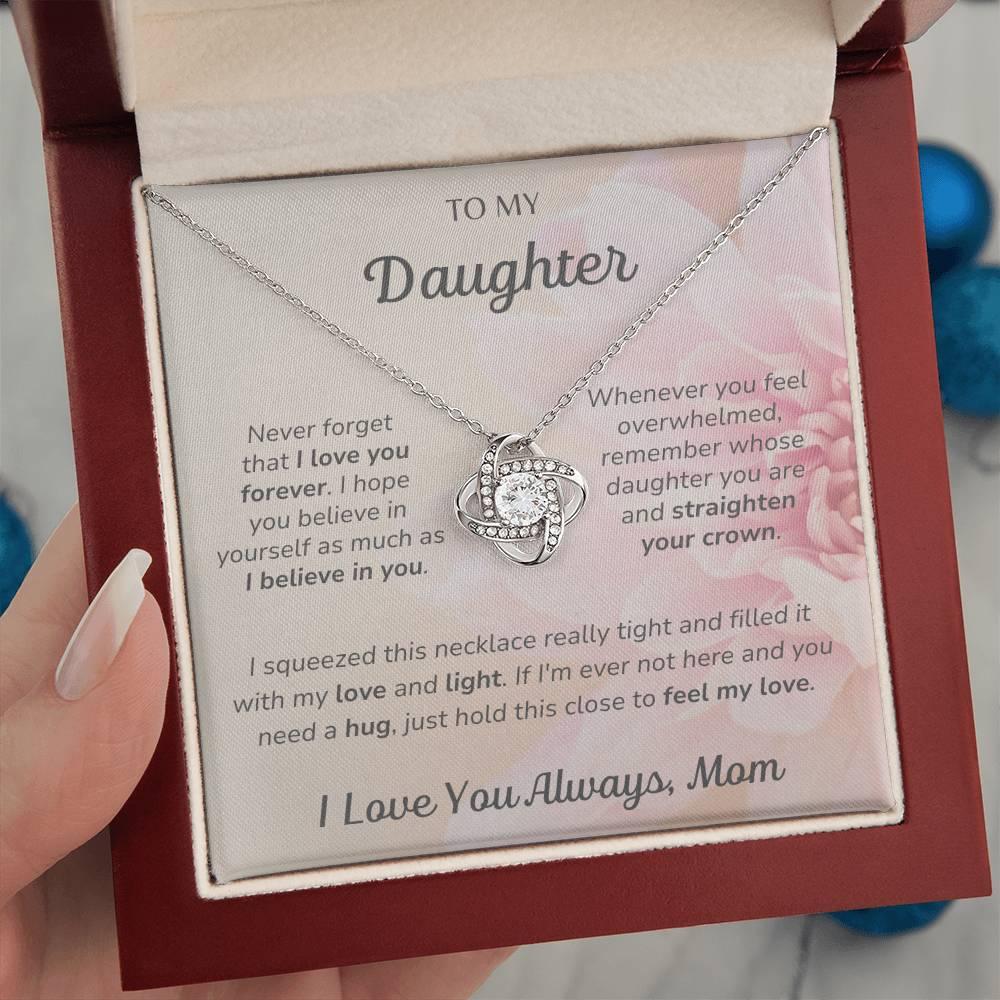 To Daughter, I Love You Always, Mom - Love Knot Necklace - Dearly Loved Designs