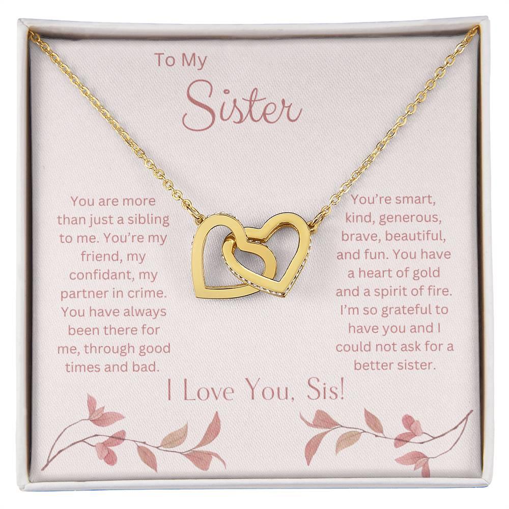 To My Sister - Interlocking Heart Necklace - Dearly Loved Designs