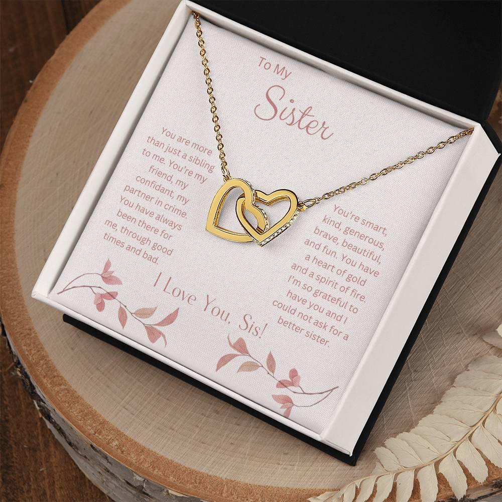 To My Sister - Interlocking Heart Necklace - Dearly Loved Designs