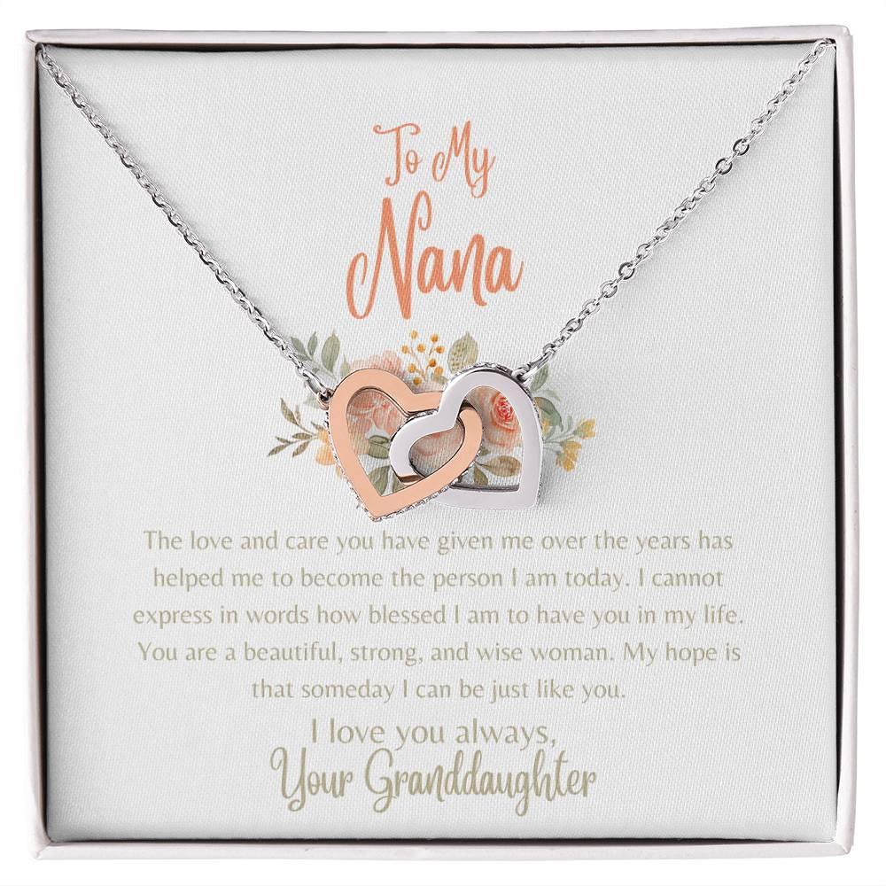 To My Nana - Interlocking Hearts Necklace - Dearly Loved Designs