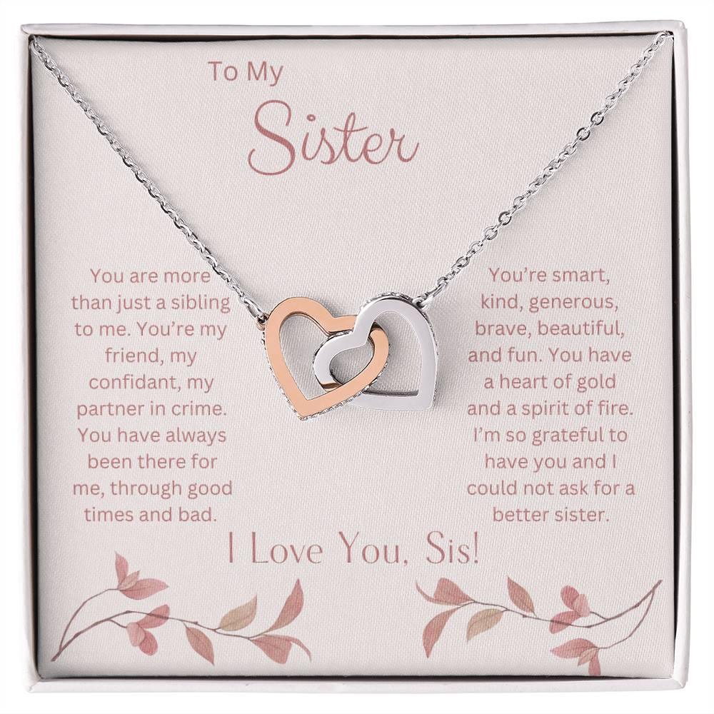 To My Sister - Interlocking Heart Necklace - Dearly Loved Designs