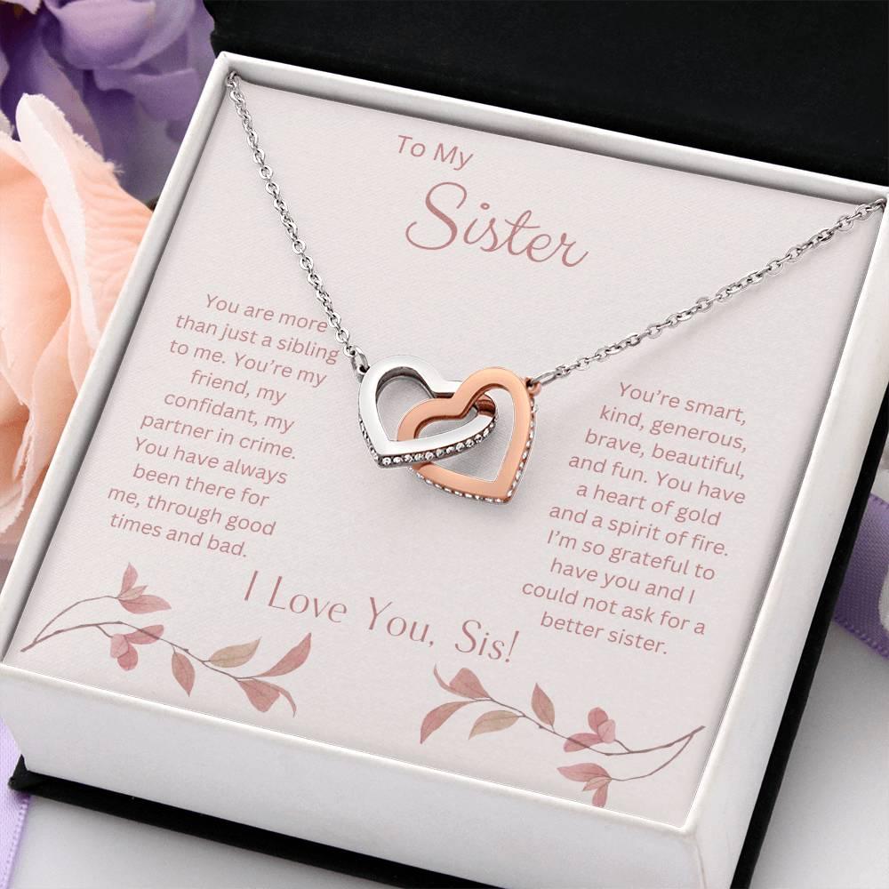 To My Sister - Interlocking Heart Necklace - Dearly Loved Designs