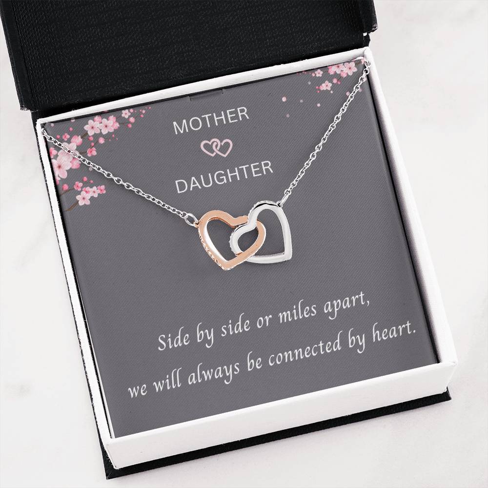 Mother & Daughter - Always Be Connected By Heart - Interlocking Hearts Necklace - Dearly Loved Designs