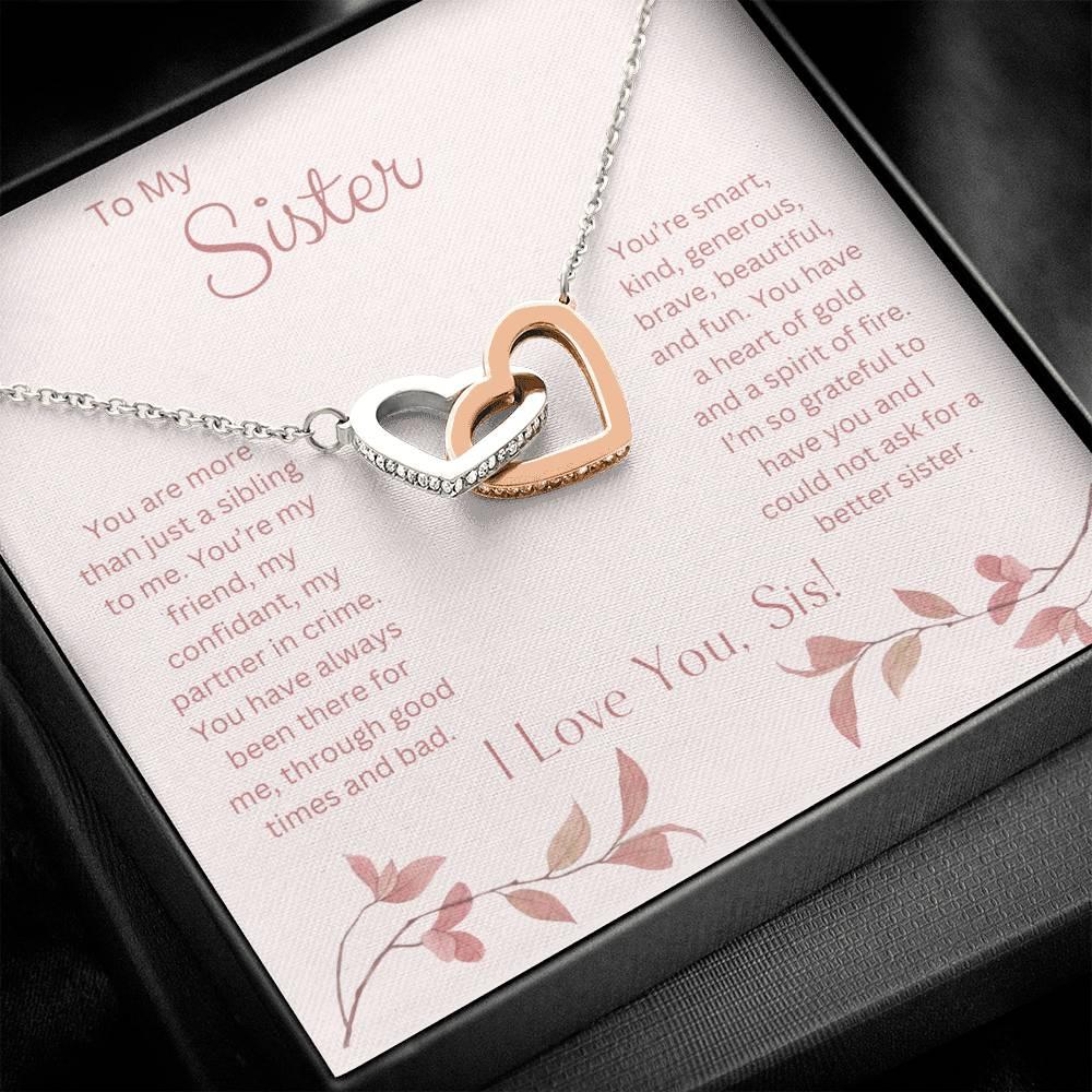 To My Sister - Interlocking Heart Necklace - Dearly Loved Designs