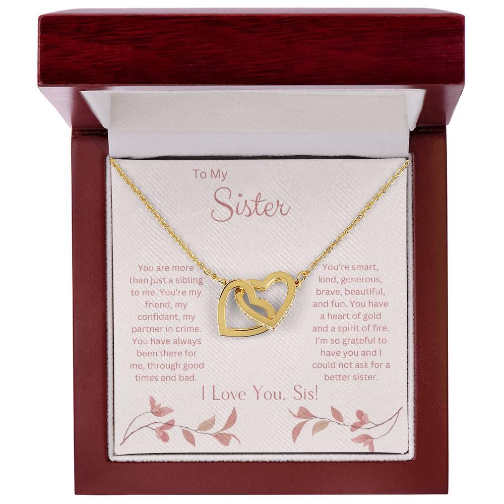 To My Sister - Interlocking Heart Necklace - Dearly Loved Designs