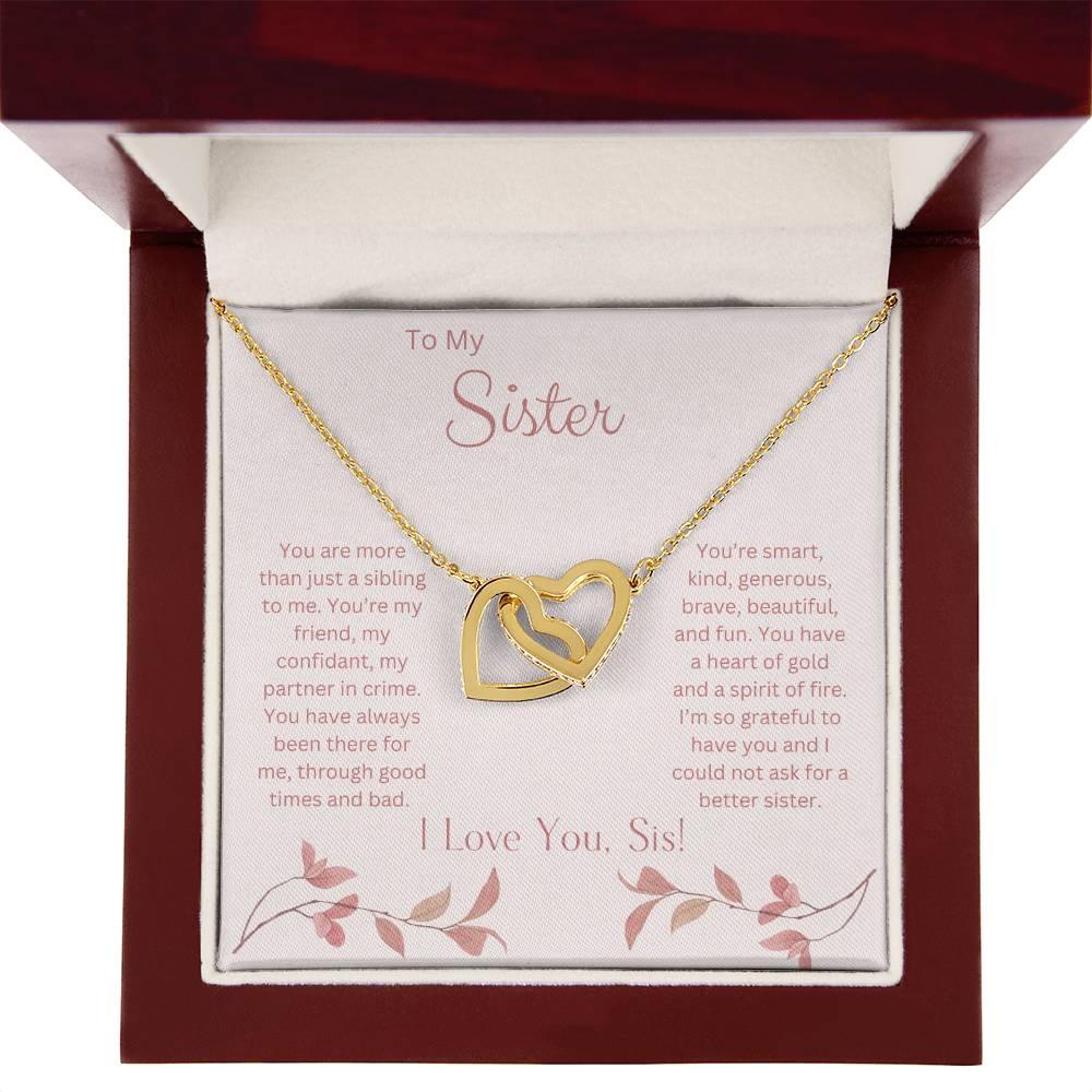 To My Sister - Interlocking Heart Necklace - Dearly Loved Designs