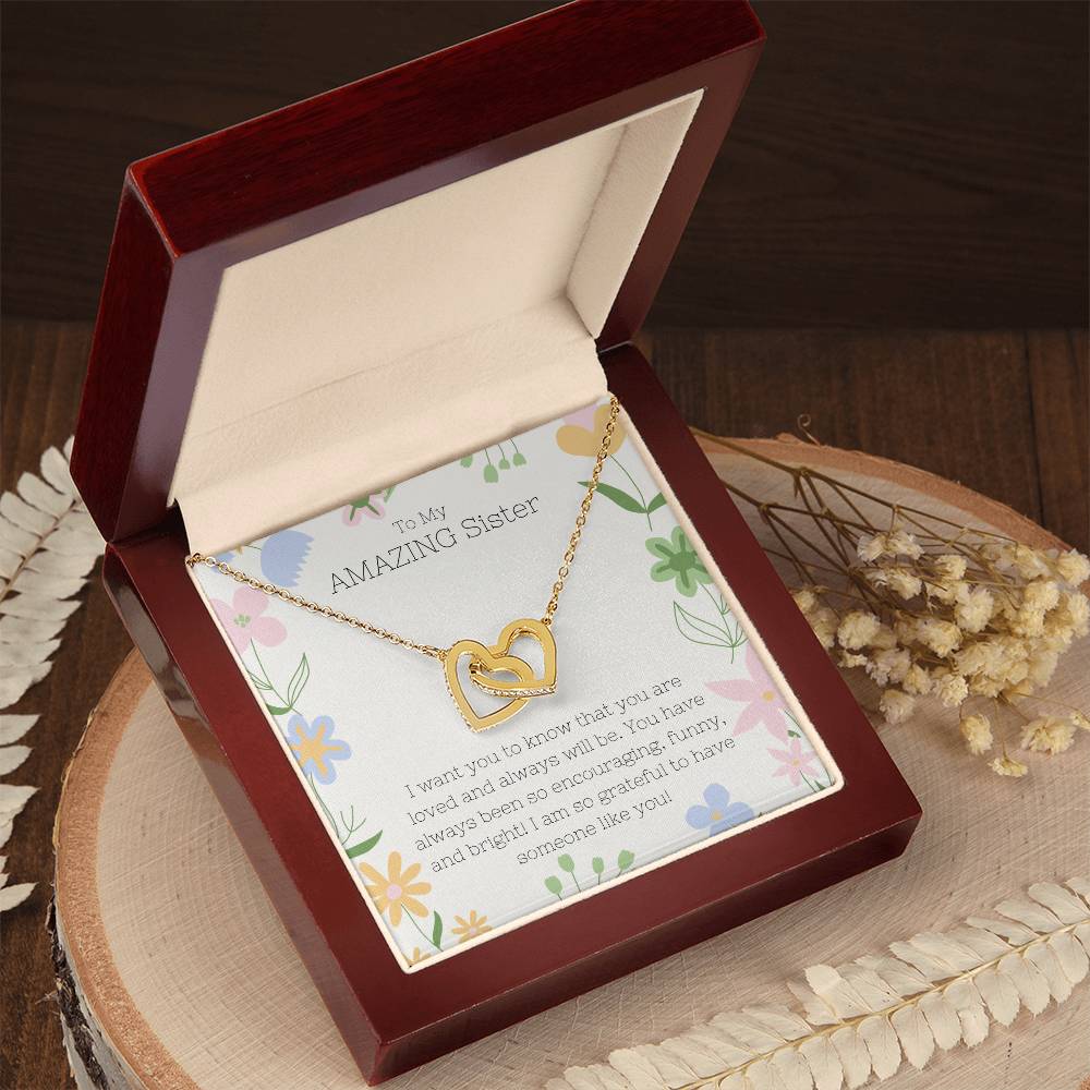 Sister - Interlocking Hearts Necklace - Dearly Loved Designs